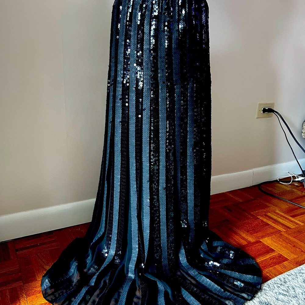 BLUMARINE
Black Maxi Trumpet Skirt with Sequins